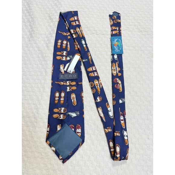 Echo Oxford Shoe Silk Tie Made in USA 55"L 4"W - Picture 3 of 10